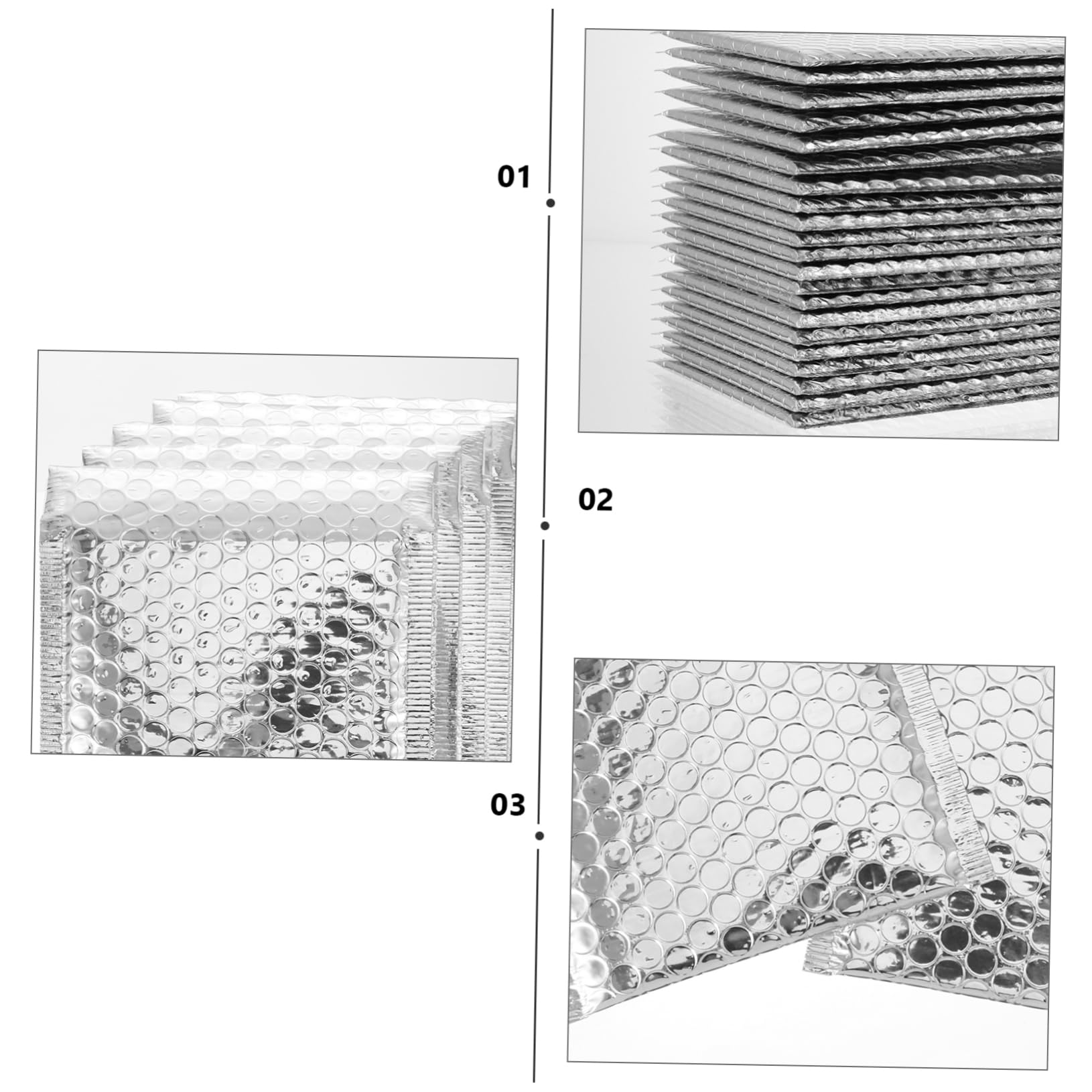 OSALADI 100 Buste Imbottite Argento Laminato Makrofol Chiusura Autoadesiva per Imballaggio e Spedizioni, 100 Pezzi per Packaging e Negozi
