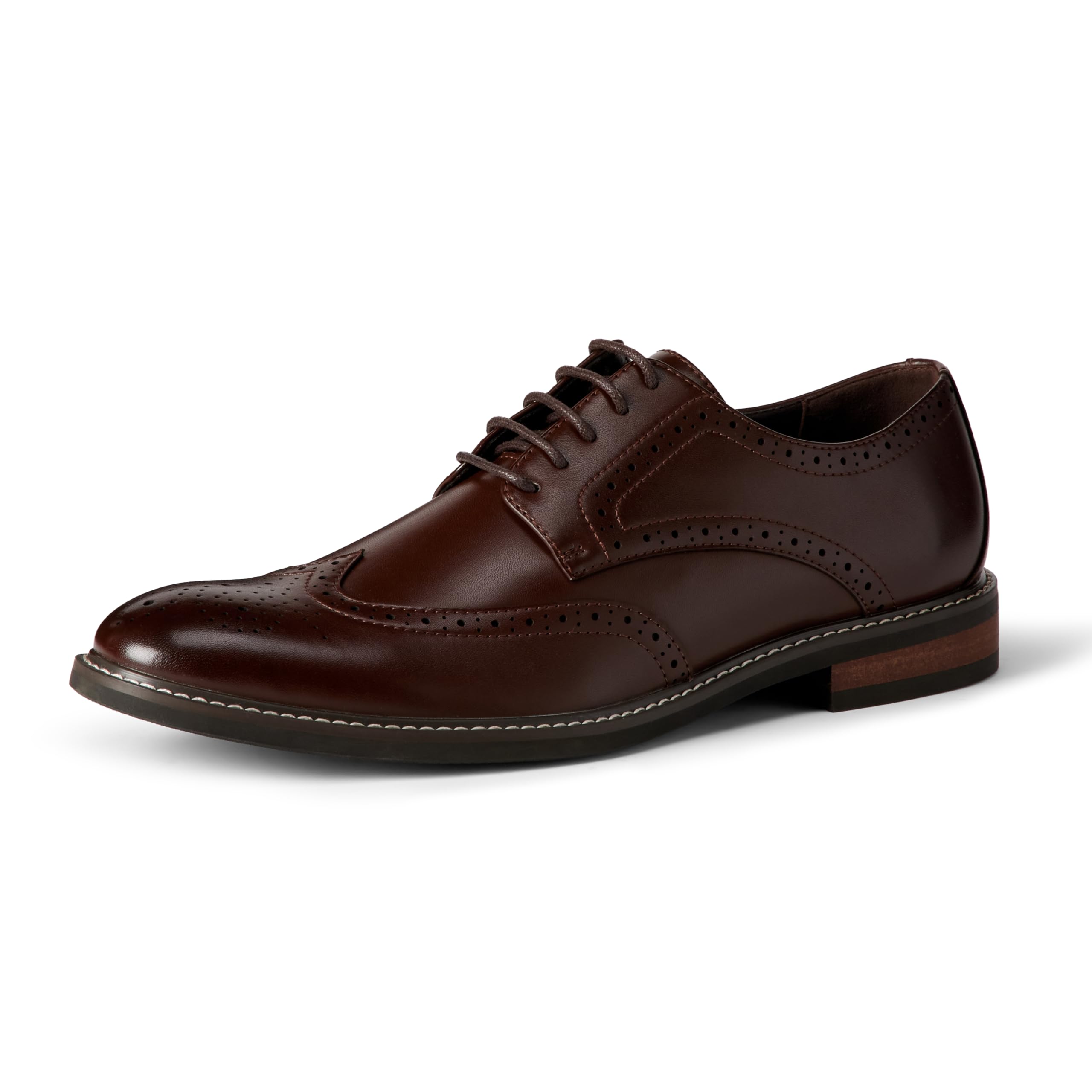 Essentials Men's Wingtip Derby Dress Shoes 9 Cognac
