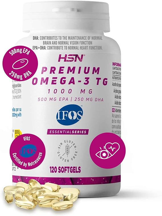 HSN Premium Omega 3 IFOS 5 Estrellas | 120 Perlas | 1000mg Puro Aceite ...
