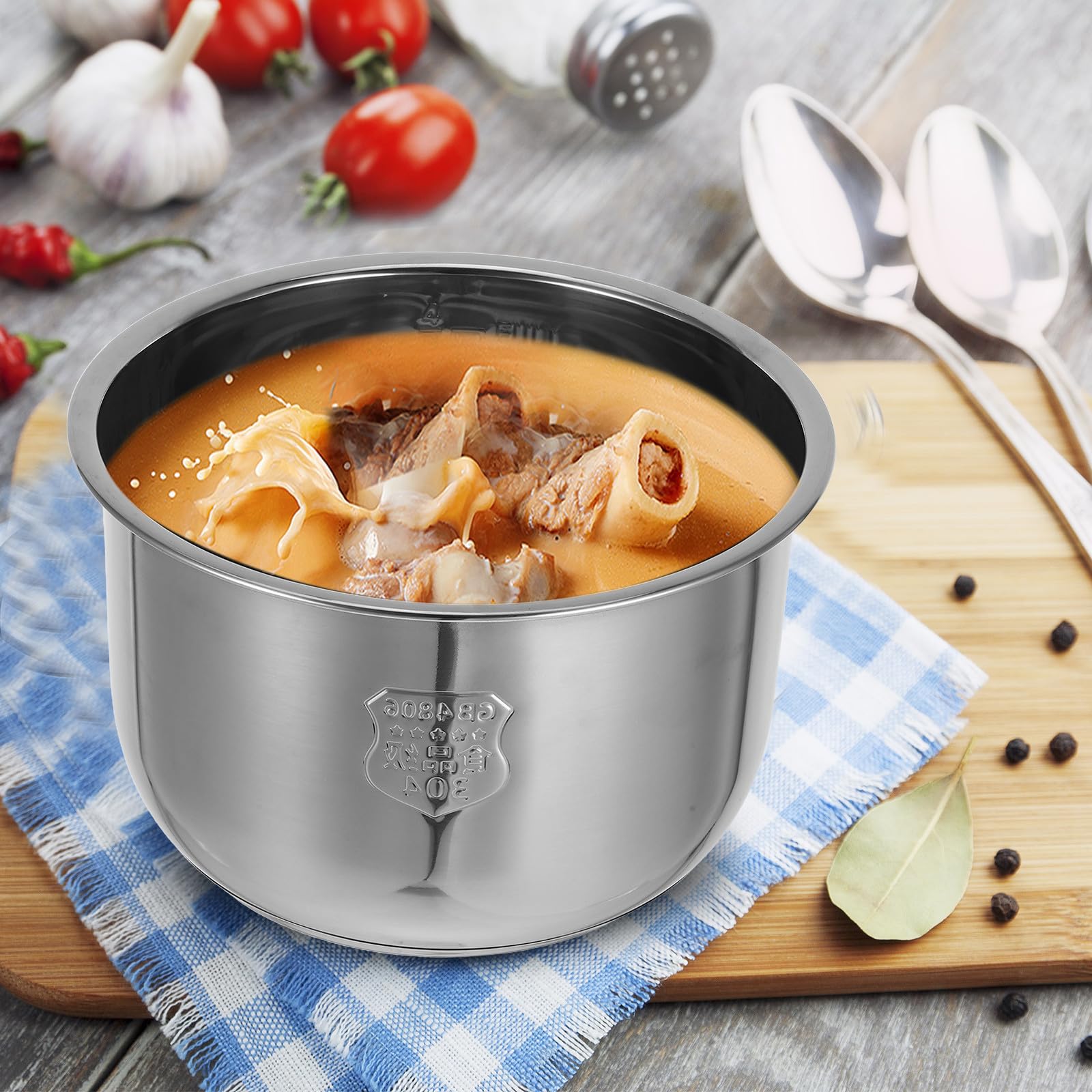 IMIKEYA Olla Interior de Acero Inoxidable 4 L para Arrocera Eléctrica