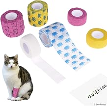 Self-Adhesive Bandage - Sports Injury Wrap Tape for Cats - Pack of 6 - Supports Muscles and Joints - Easy to Use and Tear - Does Not Stick to Hair - Elastic Water-Repellent