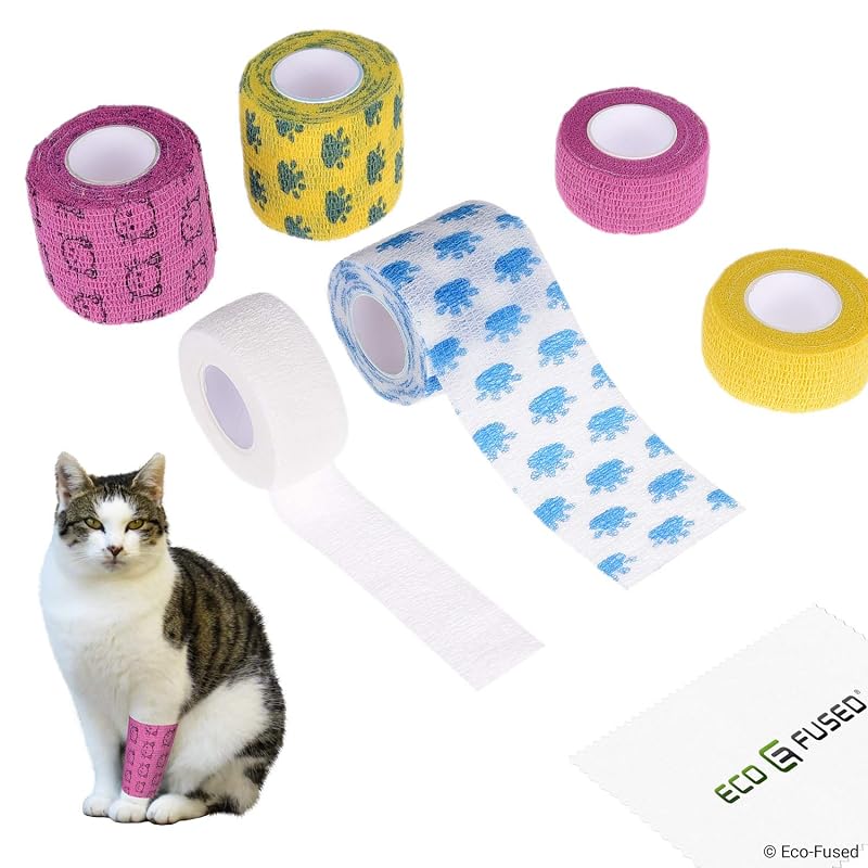 Faixa autoadesiva elástica para gatos Eco-Fused, não adere aos pelos – pacote com 6