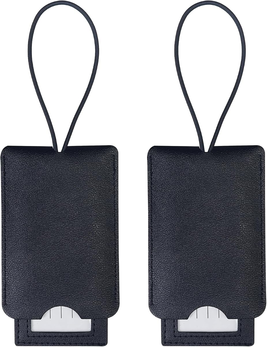 Gloppie 2 Pack Luggage Tags Suitcases Travel Tags with Privacy Cover Black | Flexible Strap,Full Privacy Protection,Quick-install,Easy Identification,Work with All Luggage Types