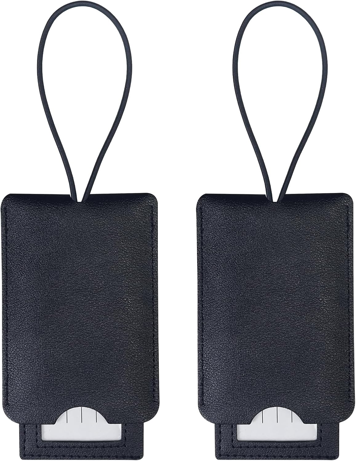 Gloppie Black Luggage Tags Bag Tags for Suitcase PU Leather Travel Tag with Privacy Cover 2 Pack