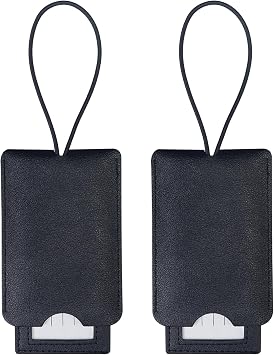 Gloppie 2 Pack Luggage Tags for Suitcases PU Leather Travel Bag Luggage Tag Handbag Labels with Name ID Card Privacy Cover Black