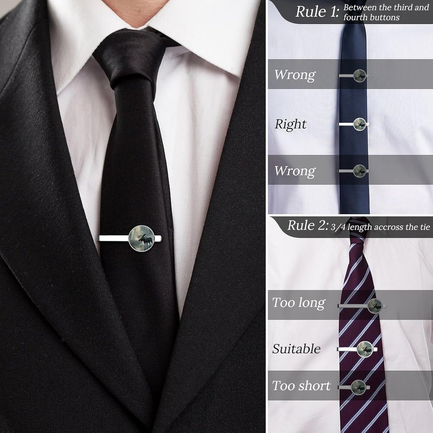 Moose Western Animal Tie Clip Fashion Jewelry Necktie Pin for Wedding Busiess Office Accessories
