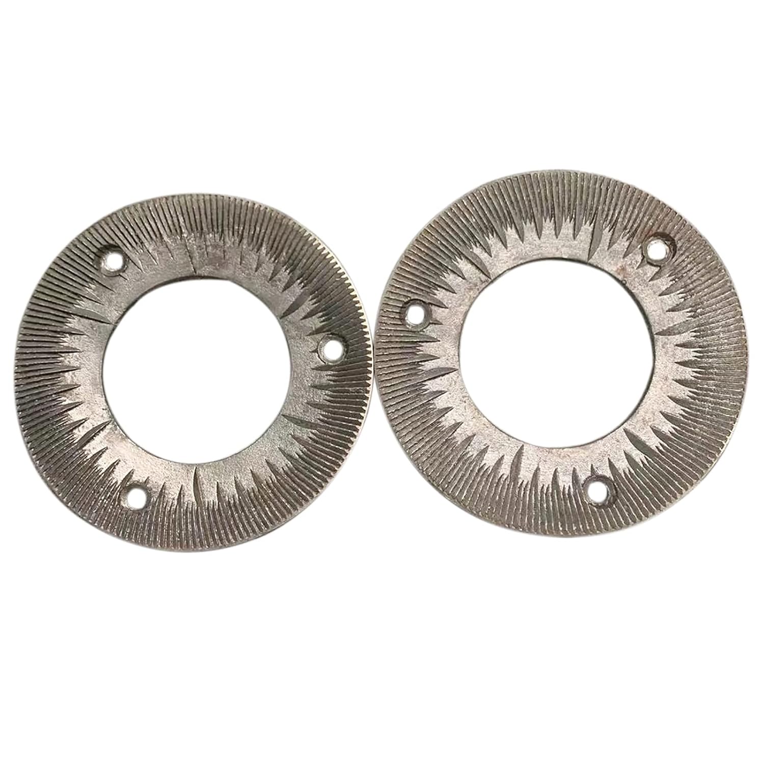 Grinding Discs 2-Pack, 150 Model Grinder Plates for Dry Grain, 8mm Thick Fine Cast Steel with 3-Hole Fixation and Precision Teeth, Replacement, for Rice, Soybean, Wheat Mill Machine