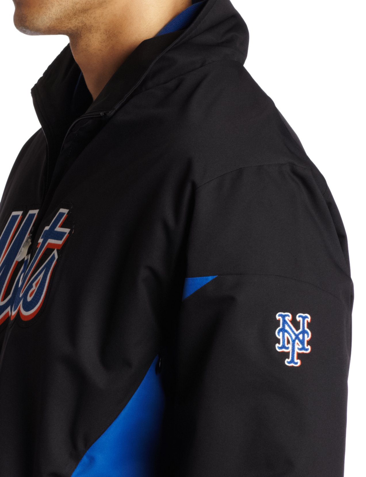 MLB Mens New York Mets Pro Black/Pro Royal Long Sleeve Lightweight 