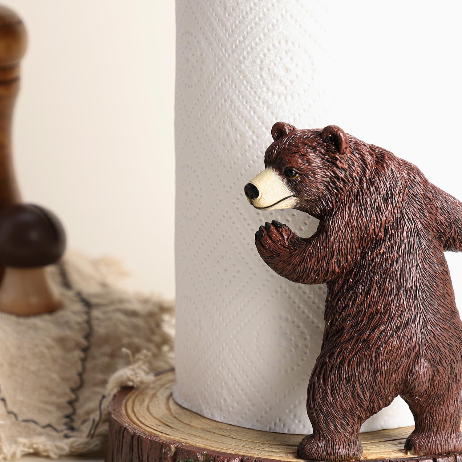 Sizikato Resin Paper Towel Holder, Cute Brown Bear Shape