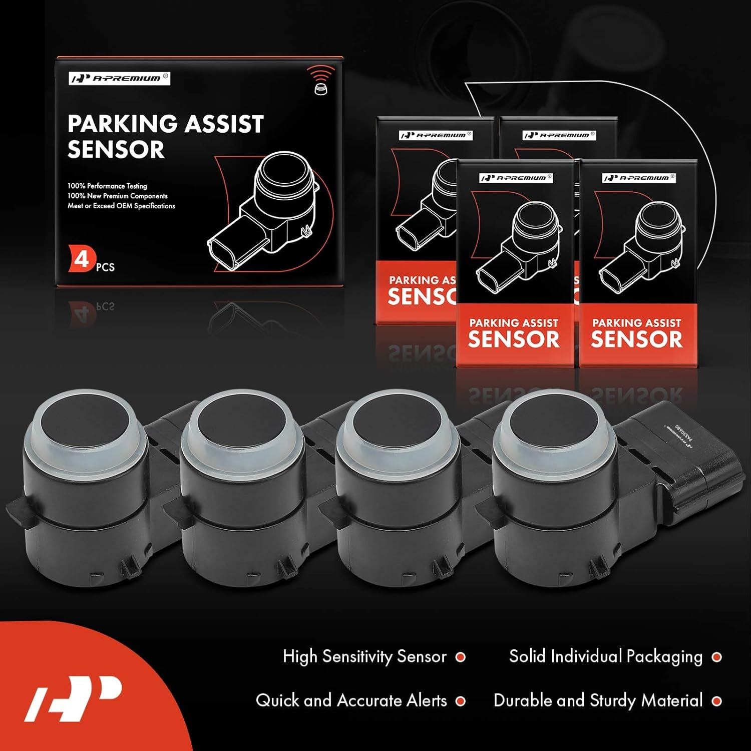 A-Premium 4-PC Rear Inner Reverse Backup Parking Assist Sensor Compatible with Select Honda Models - Accord 2018 2019 2020, Replace# 39680TV0E11, 39680T0AR12ZZ