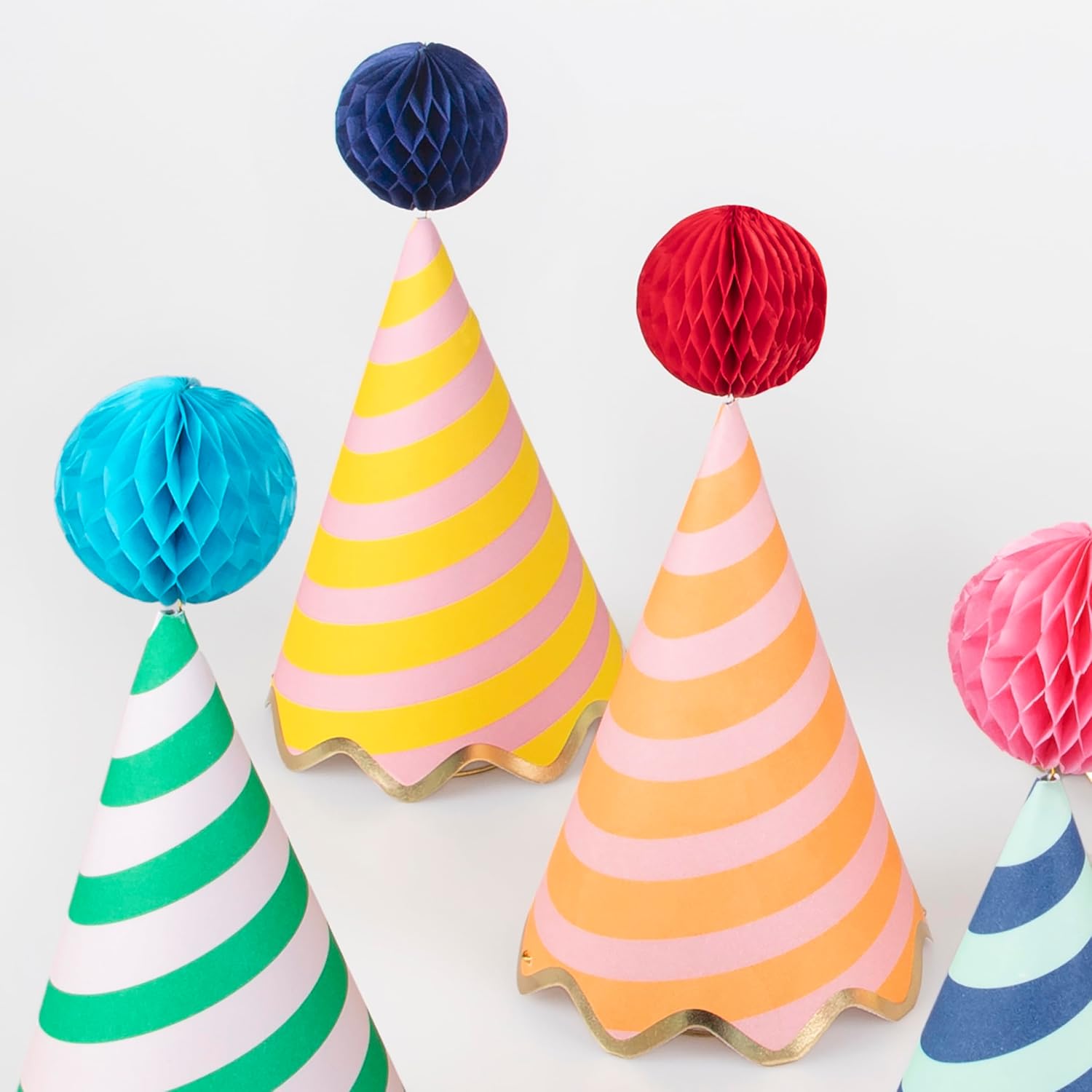 Meri Meri Birthday Party Hats, Pack of 8 Bright and Colorful Cone Birthday Hats for Kids & Adults, Cone Party Hats