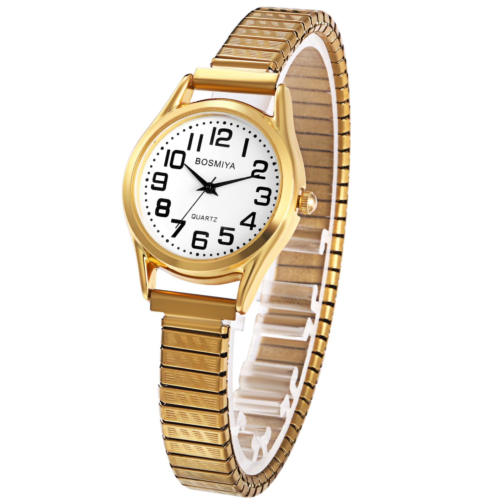 OIDEAElastic Strap Watches for Women: Large Face Clear Number Women's Easy Reader Watch Analog Quartz Wrist Watch Ladies Watch
