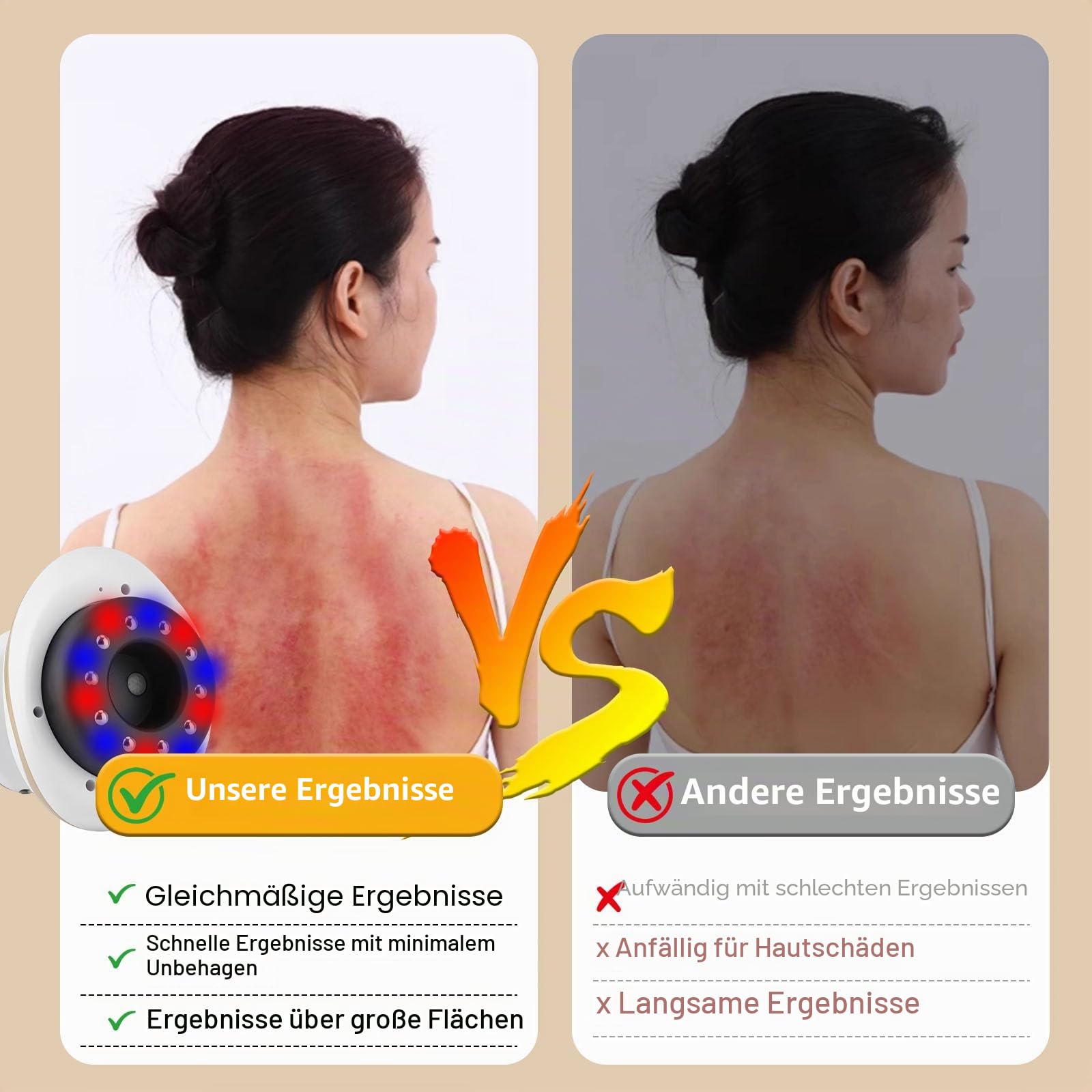 Vakuum Massage 4-in-1 Cellulite Massagegerät, Elektrisches Vakuum & Gua Sha Gerät für straffere Haut, Tiefenmassage mit Wärme, Körperformung & Durchblutung für Ganzkörper Anwendung Zuhause