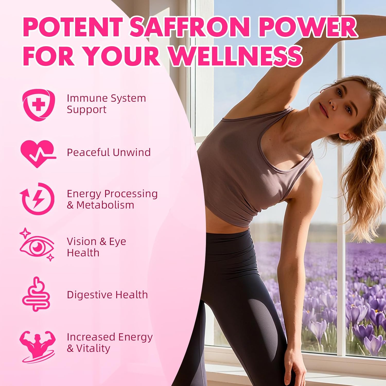 Saffron Gummies for Adult Kids - with Saffron 88.5mg, Vitamins D3 & B6, Magnesium, Zinc, Ashwagandha, L - Theanine, St. John's Wort - Supports Mood & Focus, Strawberry Flavor, 60 Count - Image 3