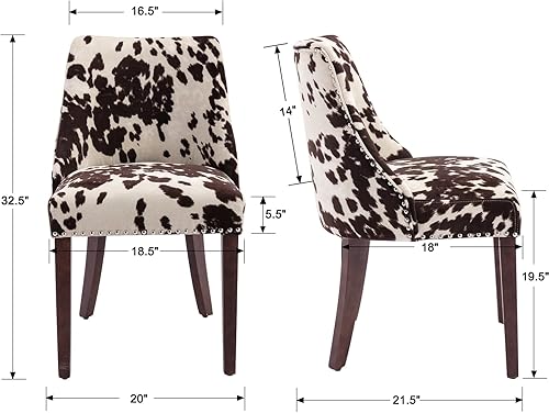 Miniatura 2 de DM Furniture Juego de 2 sillas de comedor modernas de mediados de siglo, sillas de terciopelo tapizadas, sillas auxiliares de madera para sala de