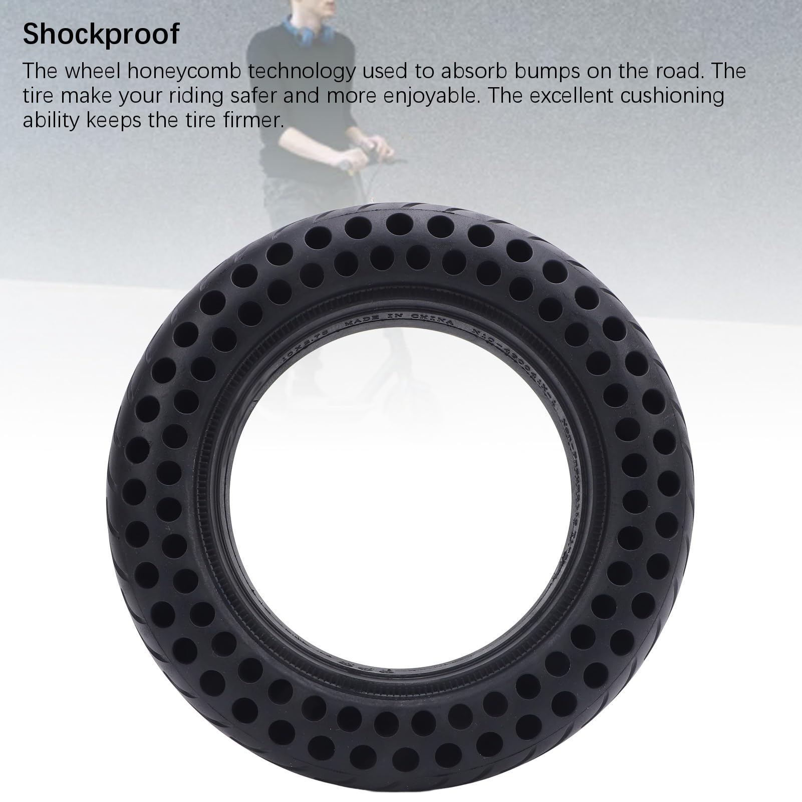 Dilwe Pneumatici per Scooter 10x2.75 255x70 Ruota in Gomma Piena a Nido d'Ape, Pneumatico Antiscivolo Antideflagrante con Trazione Superiore per Scooter Elettrici in Pioggia e