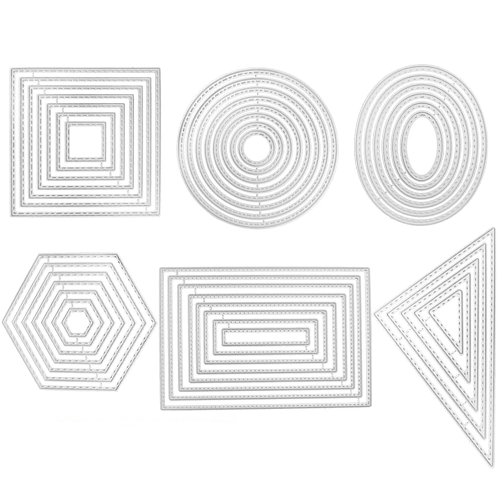 NVOQILIN 6Pcs Geometric Pattern Die Cut Carbon Steel Embossing Cutting Dies for Card Making Scrapbooking Photo Album Decoration Carbon Steel Templates