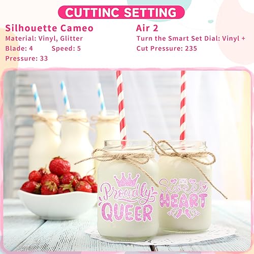 Miniatura 6 de GIRAFVINYL Viny permanente con purpurina rosa, vinilo rosa brillante de 12 pulgadas x 6 pies para manualidades, taza de bricolaje, decoración del