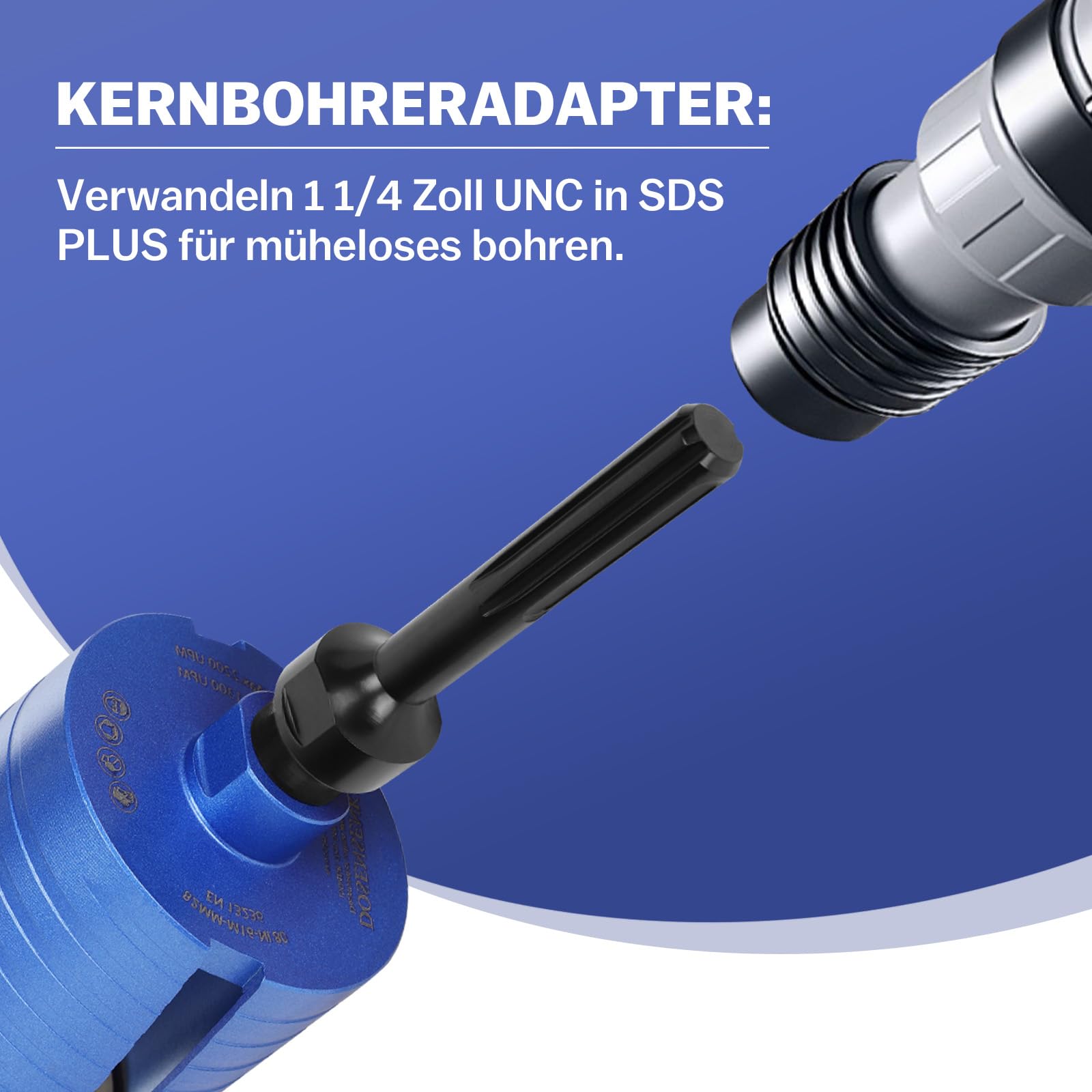 Adapter 1-1/4(M) - 1/2(M) voor diamantboor
