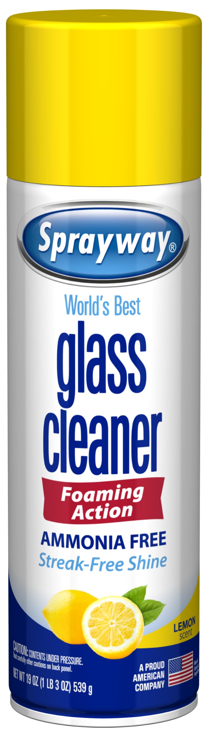 Sprayway Glass Cleaner Lemon Scent Foaming Aerosol Spray, 19oz, Pack of 6 | Ammonia-Free, Streakless, Fast-Acting | Cleans &amp; Polishes Glass Surfaces | Removes Fingerprints, Dust, Dirt, Smoke Film