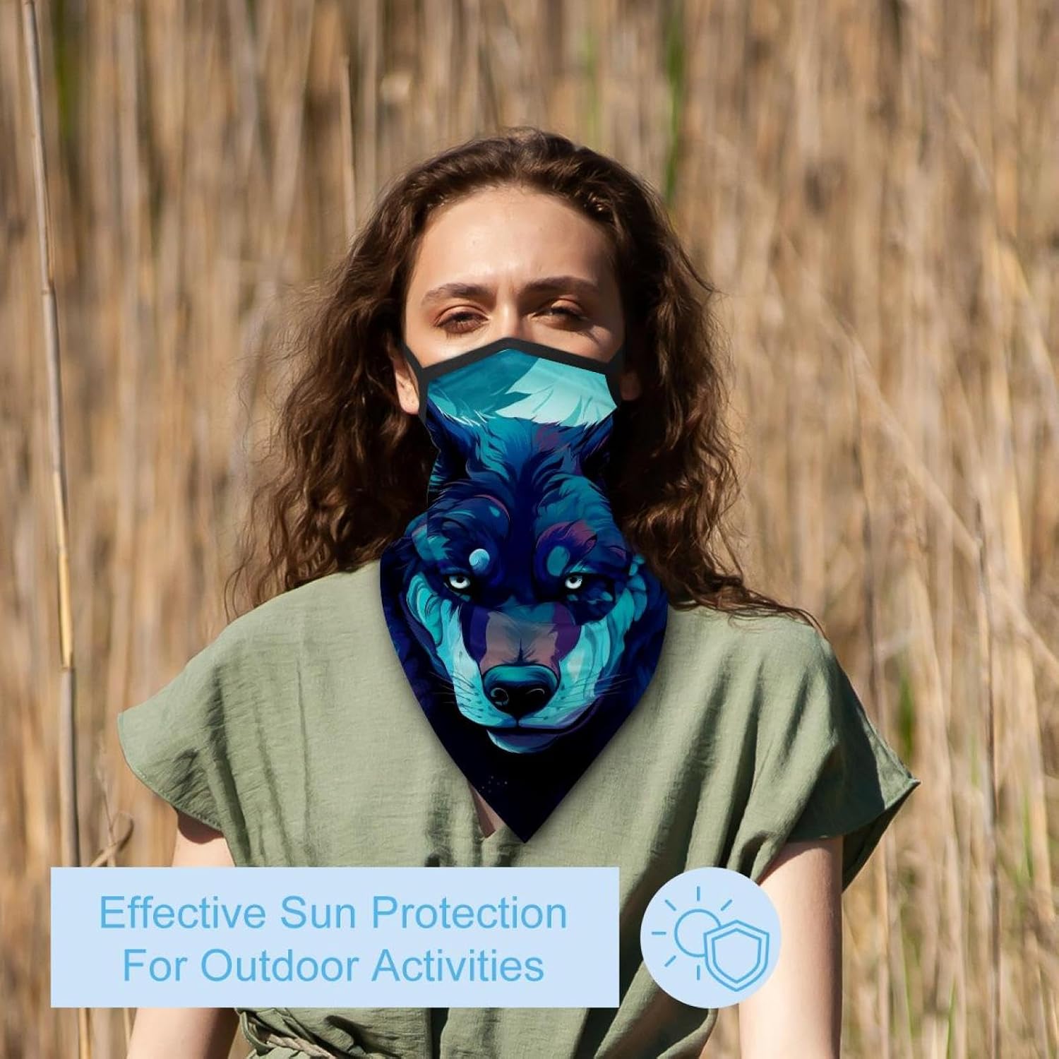 4 Pack Wolf Neck Gaiter Face Scarf Cover Sun Protection Balaclava Cloth Bandanas with Ear Loops