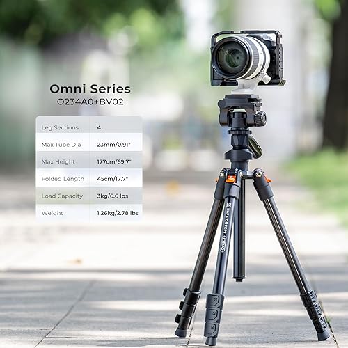 Miniatura 9 de KF Concept Trípode de cámara de 78 pulgadas para DSLR trípode de aluminio compacto con cabeza de bola de 360 grados y carga de 220lbs para viajes y