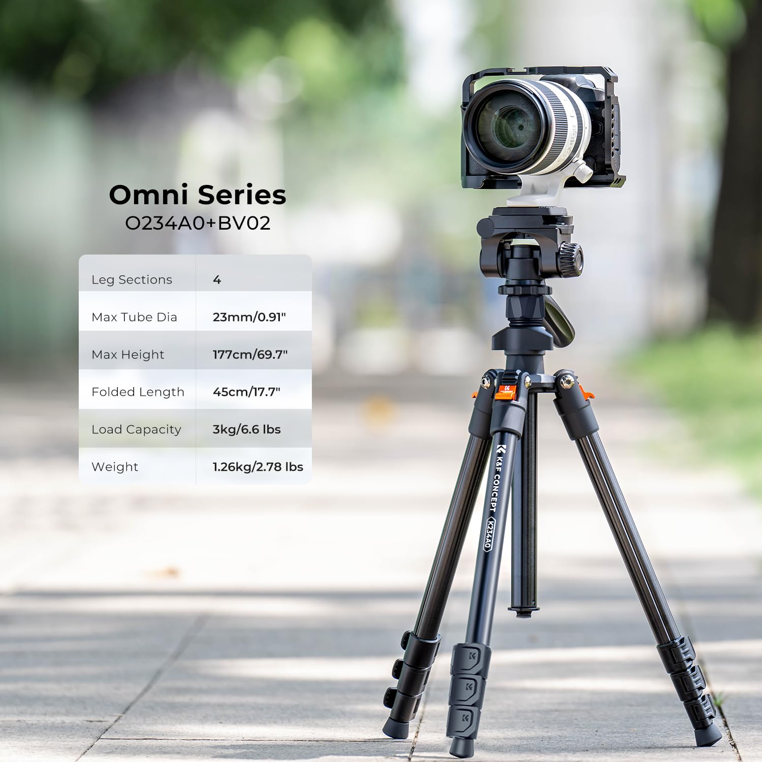 K&F CONCEPT 78 inch Camera Tripod for DSLR Compact Aluminum Tripod with 360 Degree Ball Head and 22lbs Load for Travel and Work  (S210): 64" height/Swivel Pan Head