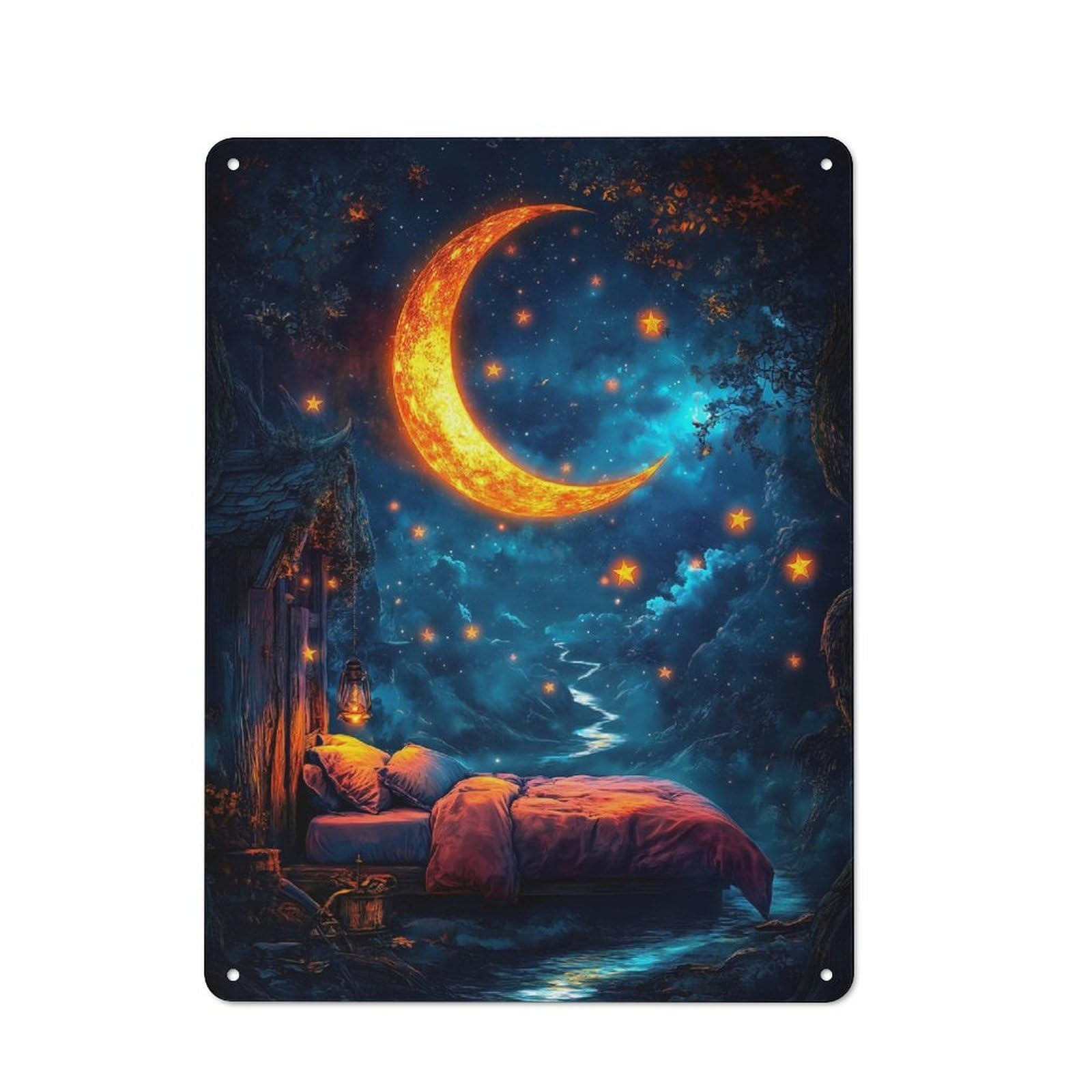 Junmoney Dreamy Night Sky Bed Rustic Tin Sign 40X30cm Featuring For Bar Or Restaurant, A Housewarming Gift For Bar Decor Enthusiasts