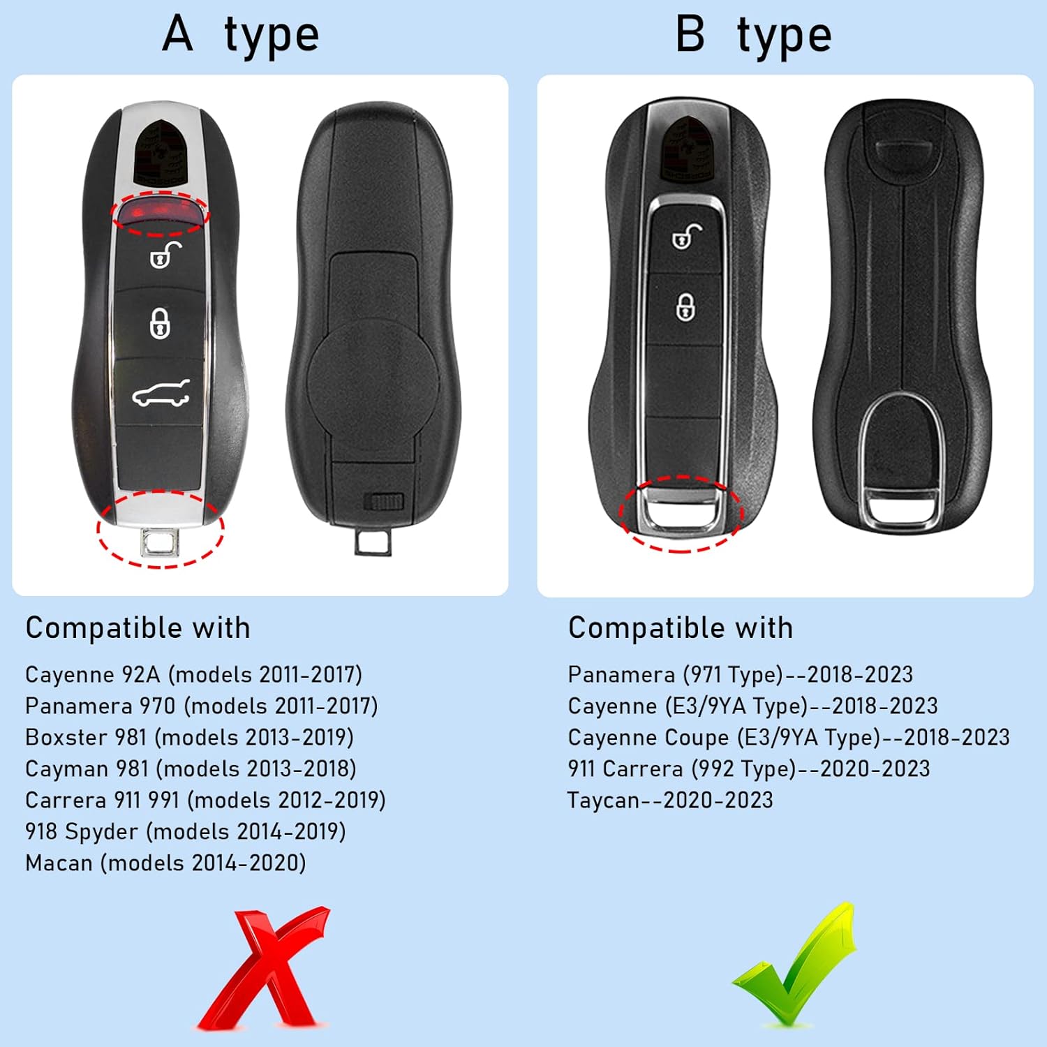 Jaronx Compatible with Porsche Key Fob Cover, Compatible with Porsche Cayenne Panamera Key Fob Cover 2018-2024, for Carrera Taycan Accessories 2020-2024 (Crystal Blue-New) - Image 3