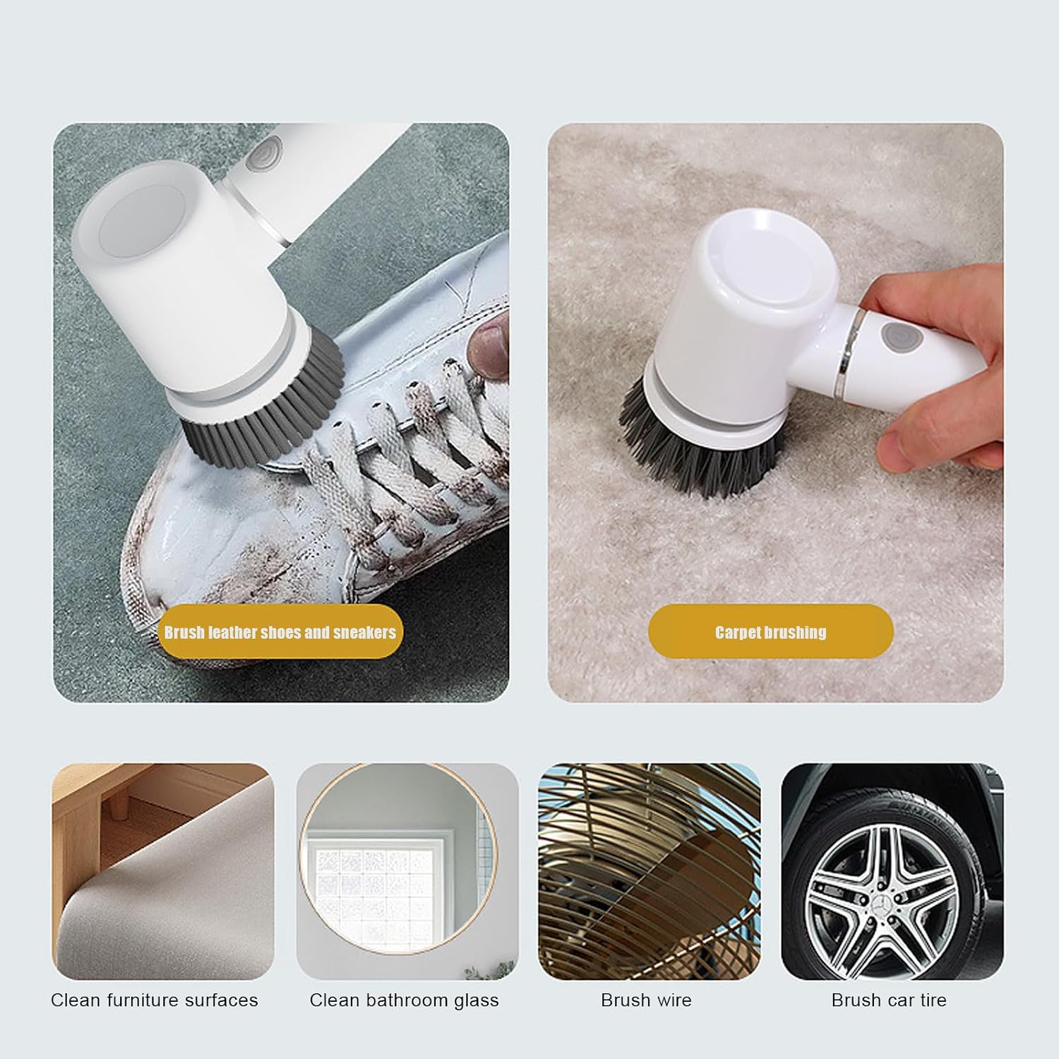 3PCS Electric Spin Scrubber Replacement Brush Heads, Cordless Spin Scrubber Brush Replaceable Brush Heads Set for Cleaning Kitchen, Bathroom, Window, Sink, Floor, Tile, Tub (Set 1)