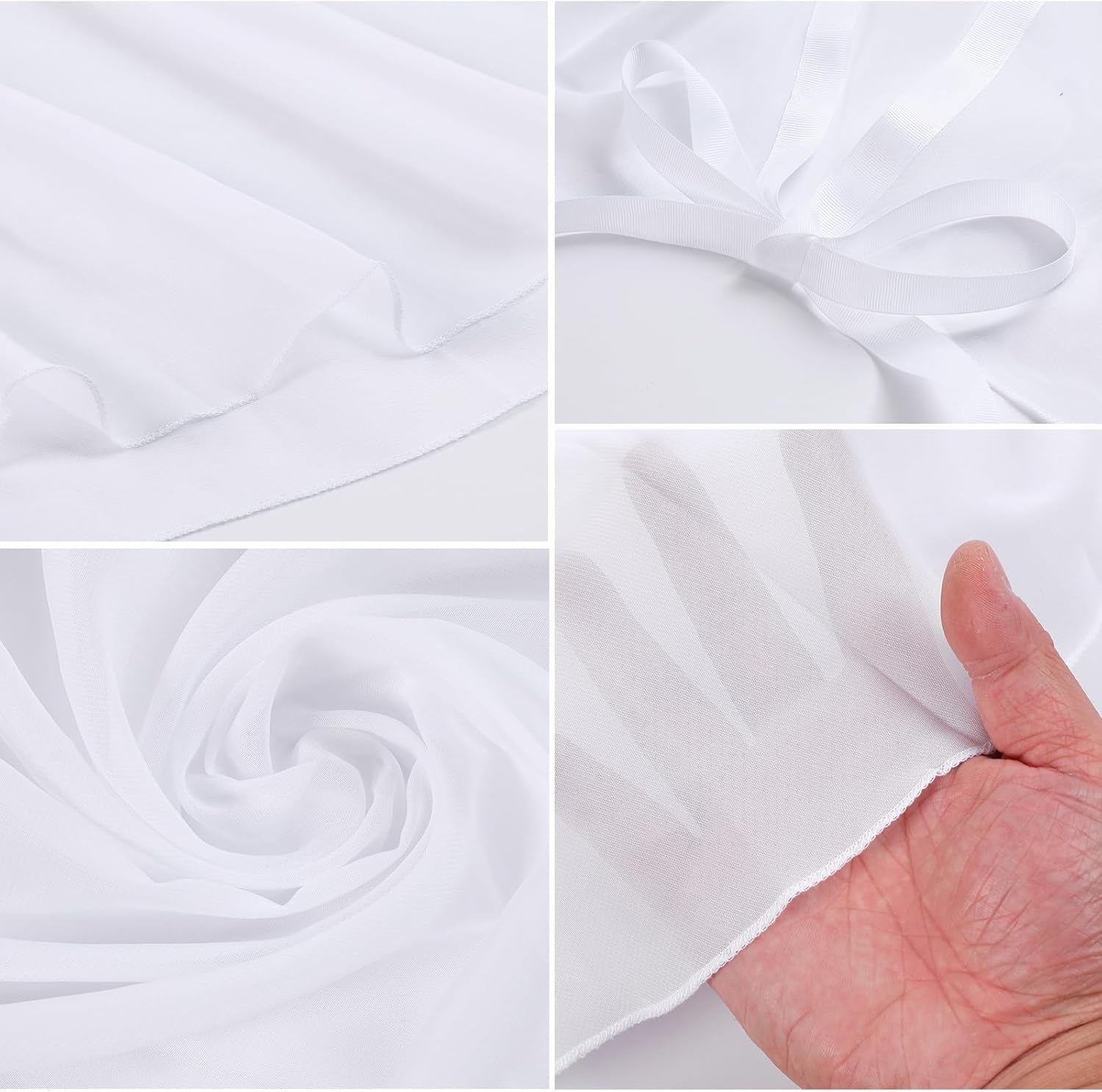 White Ballet Wrap Skirt for Women Long Dance Skirt Chiffon Ballet Skirts with Adjustable Tie Waist for Adult Ladies Big Girls - Image 5