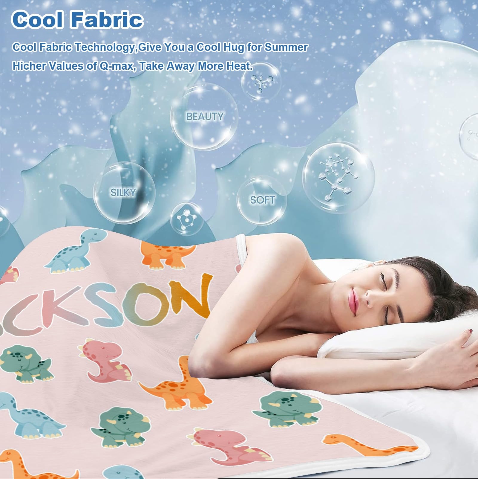 GoTussWO Custom Dinosaur Cute Cartoon Pink Weighted Blanket Cooling Laye, Keep Cooling All Night,30x40Inch