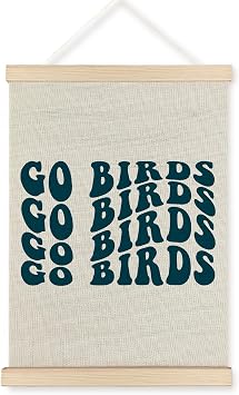 JOQUXI Football Go Birds Motivational Wooden Poster Hanger Frame, Sports Wall Art Decor, Wooden Hanging Frame for Home Game Room Living Room, 12x16 Inch