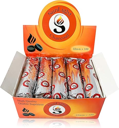 Sunlight® Tabletas de carbón para incienso - Tabletas de carbón ligero rápido - Luces de disco de carbón - Rollos de quemador de resina de 1.299 in
