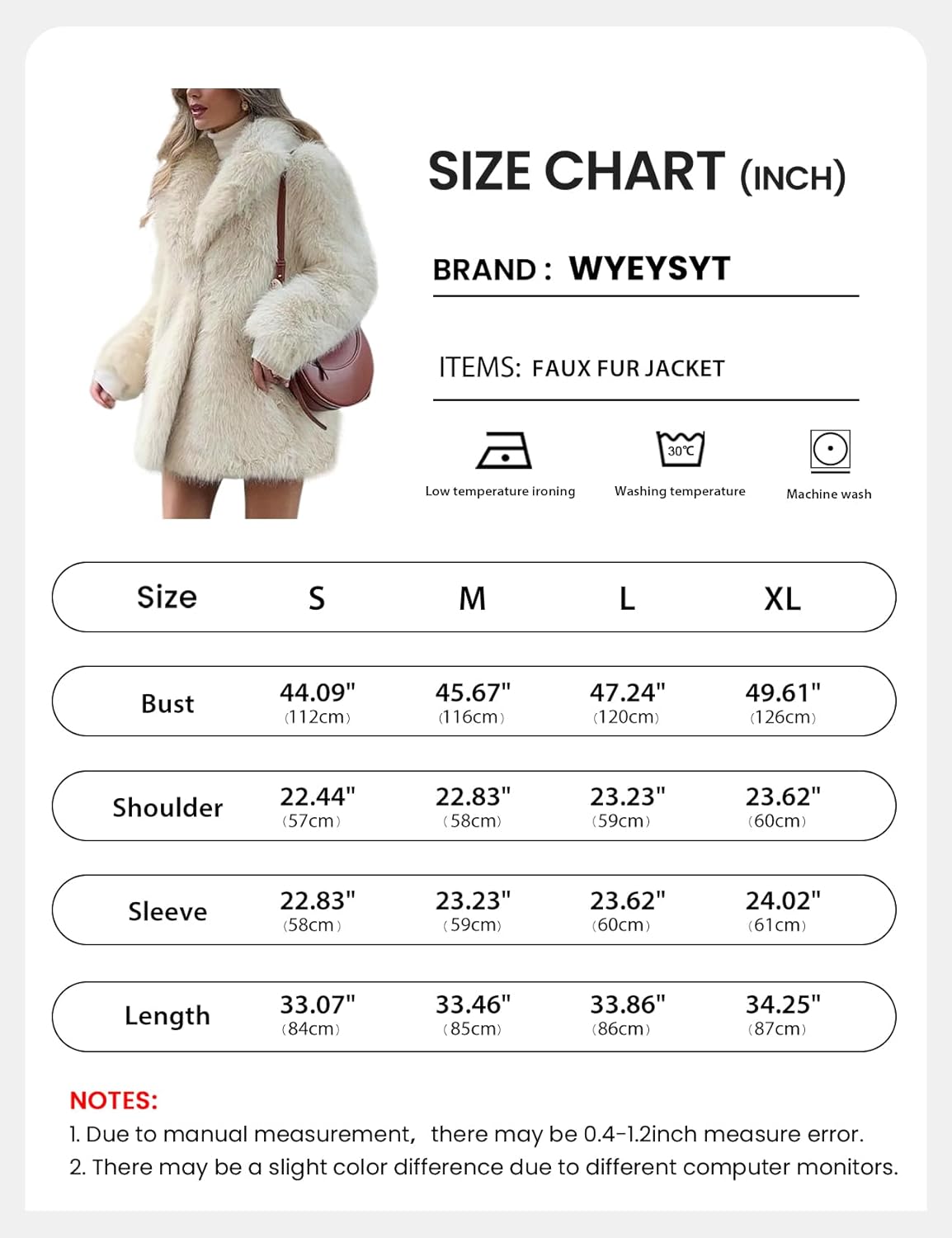 Wyeysyt Womens Faux Fur Coat Fluffy Lapel Furry Jacket Long Sleeve Shaggy Long Coat Winter Warm Coats Outerwear - Image 7