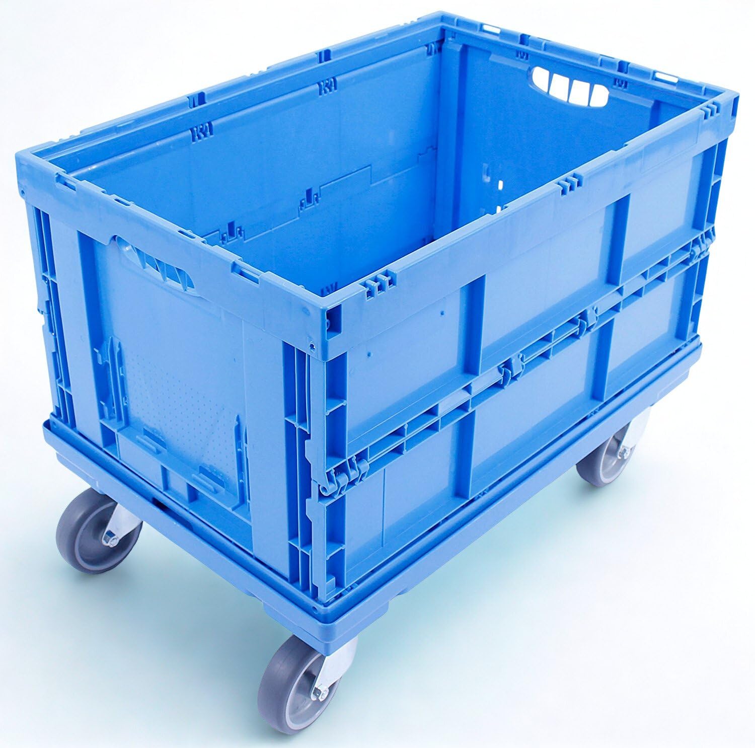 Wózek transportowy 60 x 40 cm, wózek do skrzynek składanych, skrzynek, euroboksów, Made in Germany, TÜV, 4 kółka skrętne, maks. 300 kg, niebieski