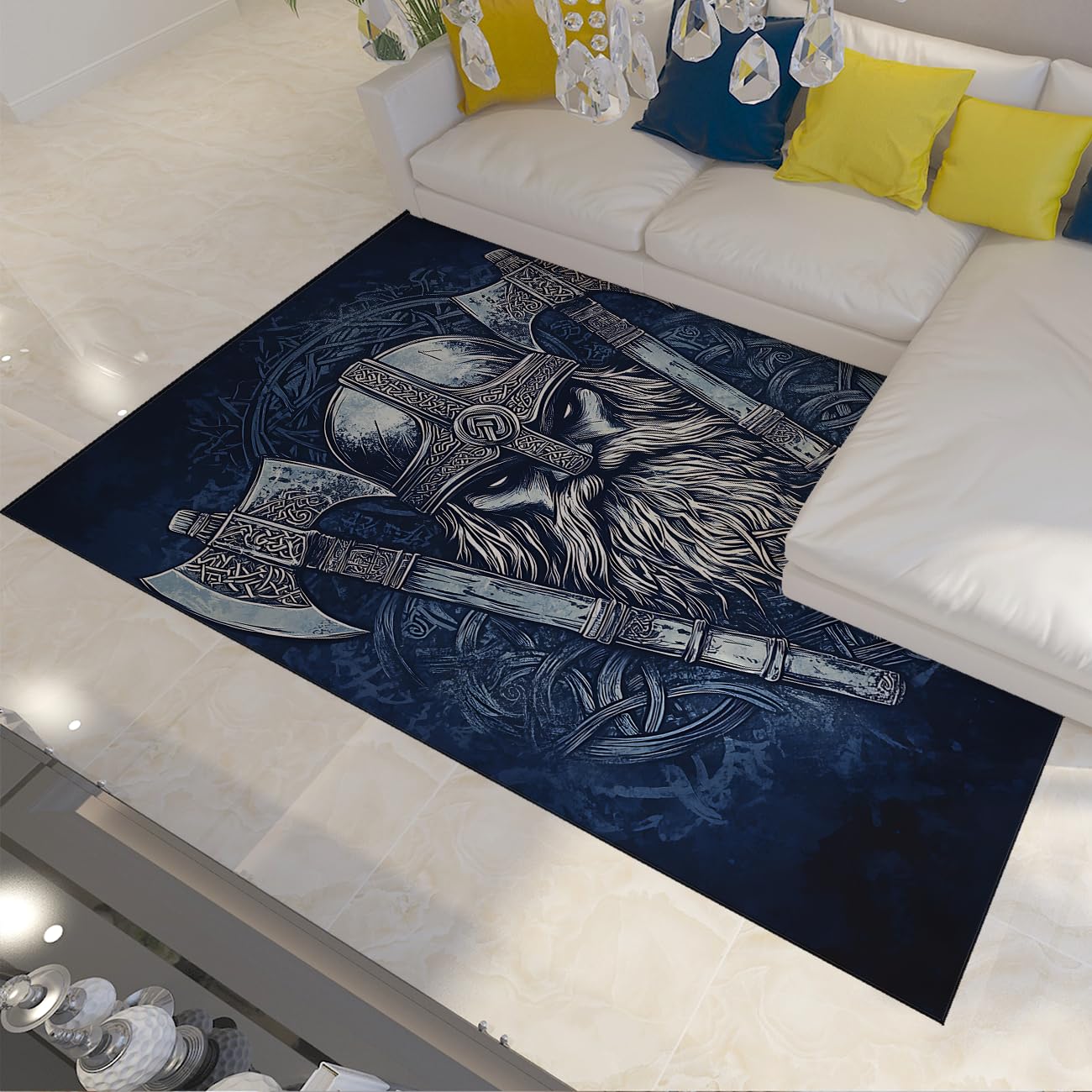 Tapis lavables Viking 160x200cm antidérapant de salon vintage
