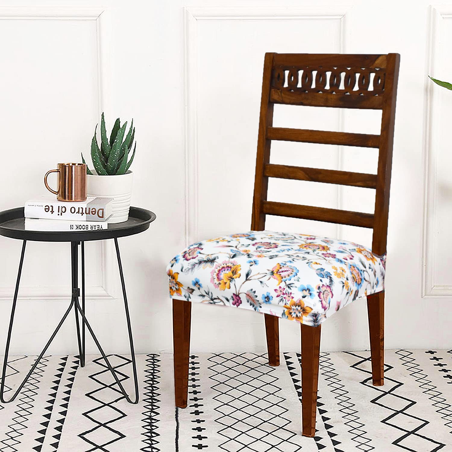 AMAZE ATTIRES Universal Size Dining Chair Seat Cover Set of 6 Seater pcs are Easily Washable Strechable and Comfortable for Dining Room Home Decor Slip Cover (Multicolor Floral),Spandex-image-30