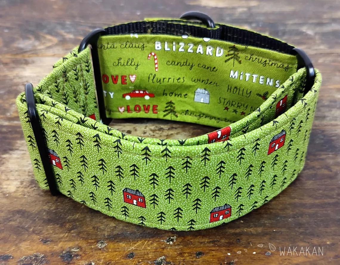 Collar Martingale Para Perro: Xmas Cabin, Hecho a Mano en España por Wakakán