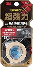 3M Double Sided Tape, Super Strong Yet Removable for Smooth Surfaces, Width 0.6 inches (15 mm) Length 3.3 ft (1 m), Scotch KRG-15 Small Roll, Premier Gold