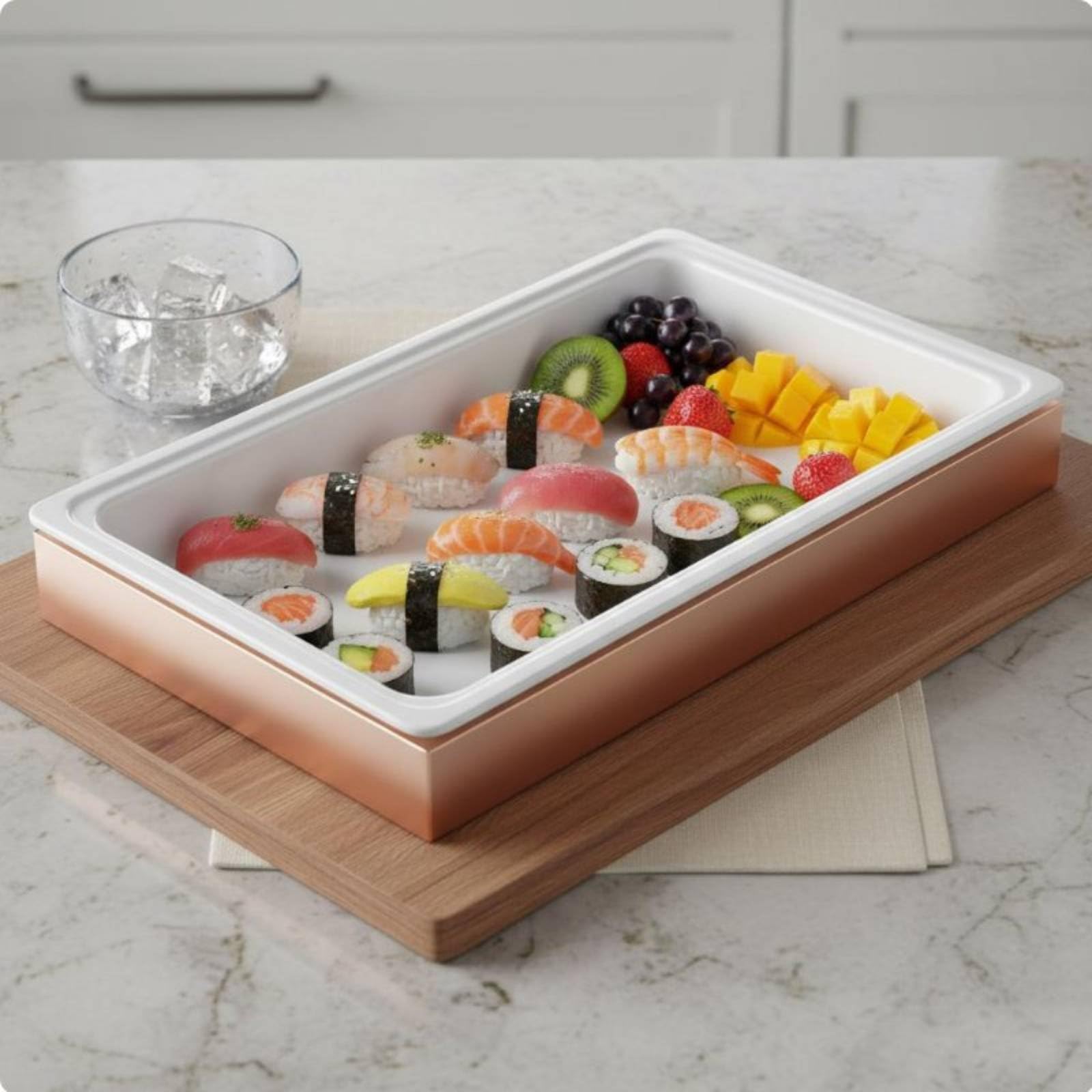 predolo Supporto Espositivo per Buffet Riutilizzabile Piatto da Buffet Bordi Rialzati Espositore Rettangolare per Dessert per Ristoratori, Feste, 1-2