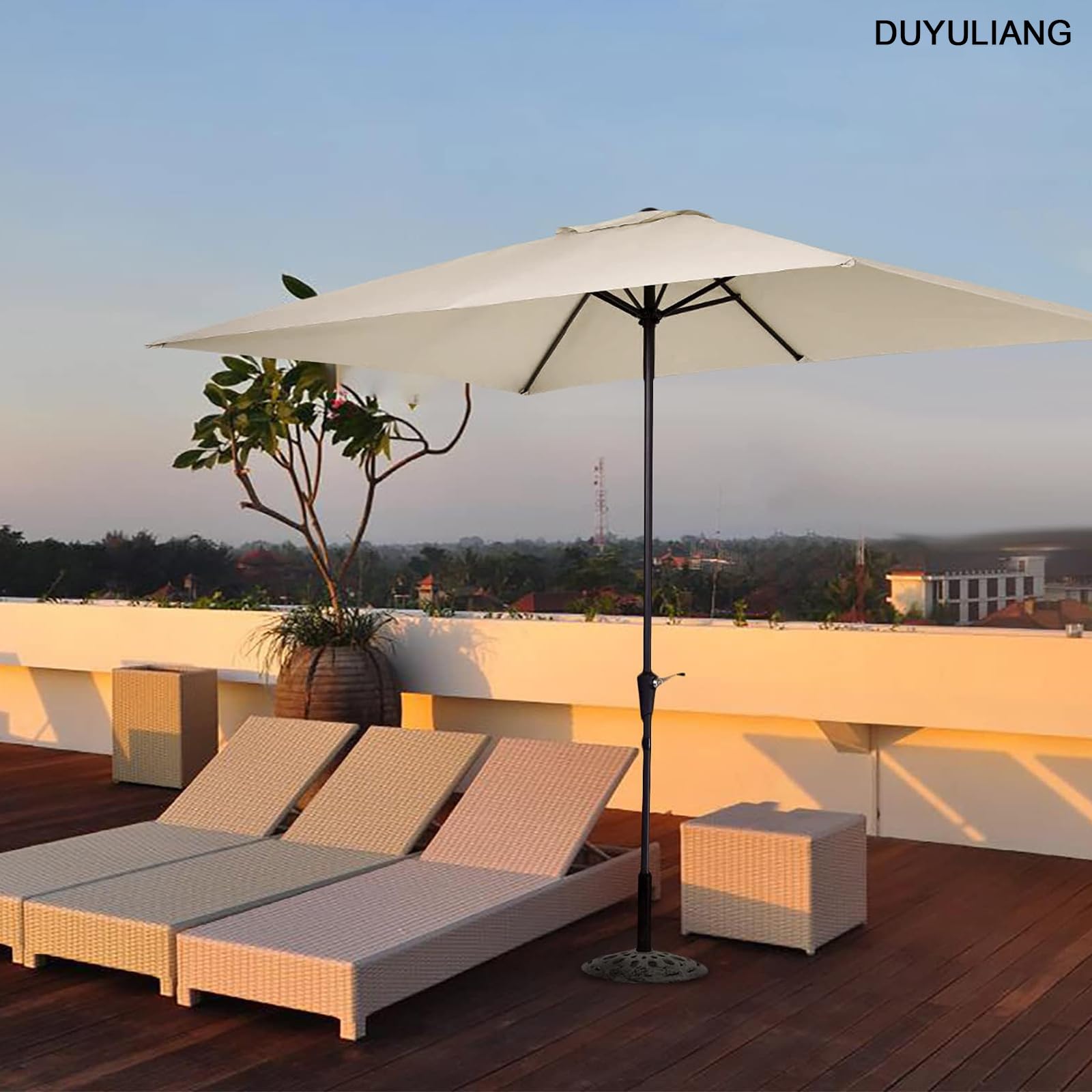 Rectangulaire Toile De Rechange Pour Parasol Déporté 2x3m Carré 2x2m 3x3m, Auvent De Remplacement Pour Parapluie De Terrasse, 4/6/8 Ribs Étanche Housse De Rechange Pour Cour Jardin Plage(Offwhite,3X3m