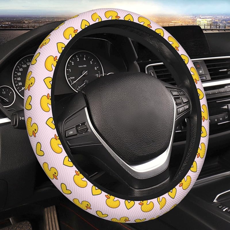 Capa para volante com estampa de pato amarelo, tecido de poliéster e ajuste para volantes de 36,8 a 38,1 cm, indokyeyqaz
