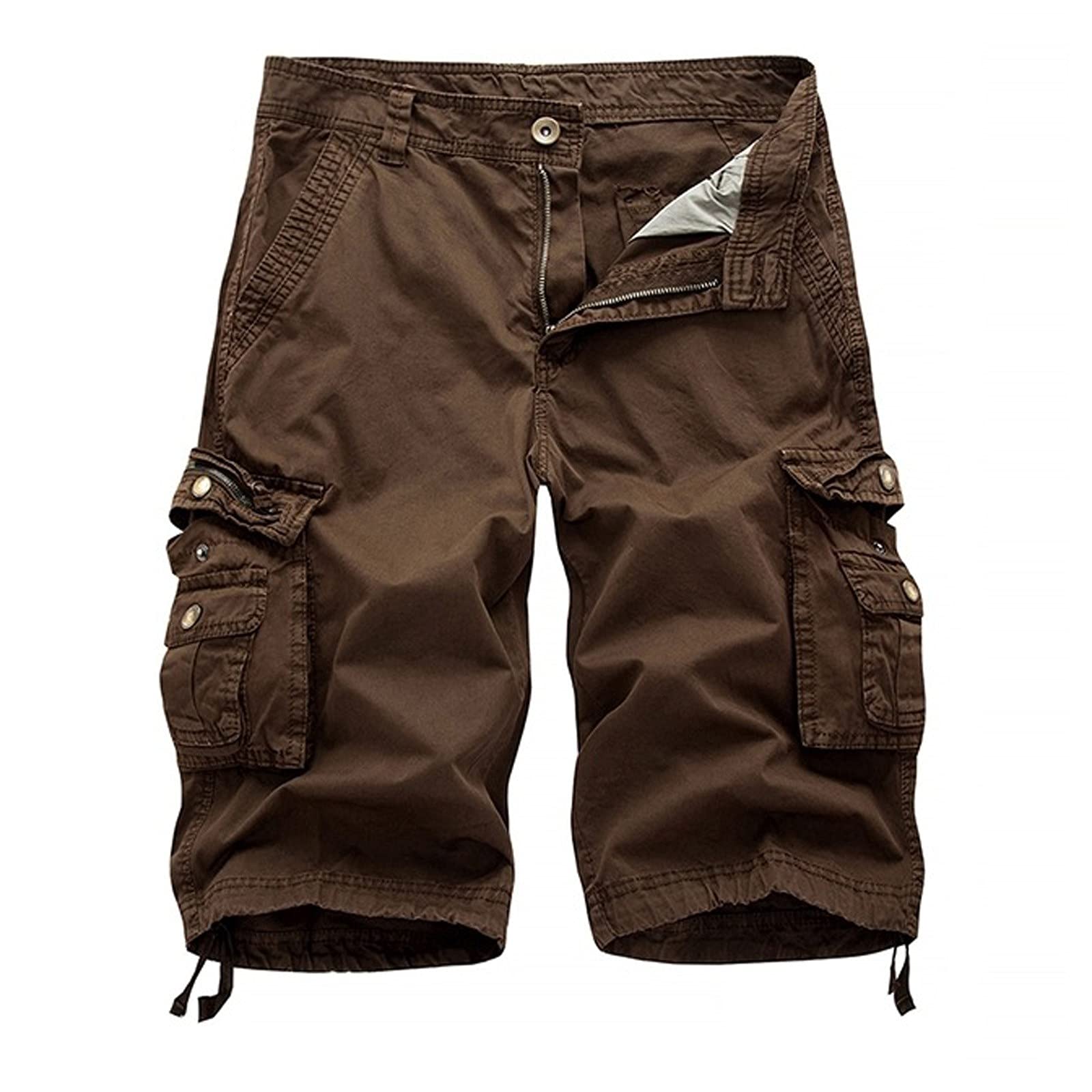 Short Homme Cargo Court, Short de Travail Homme Militaire avec Poches Extensible À Taille Élastique Séchage Rapide Camping Short de Randonnée pour Fitness, Plage, Trekking Activités Diverses