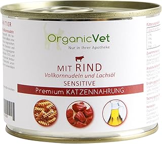 OrganicVet Katze NassfutterSensitive Sensitive Rind mit Vollkornnudeln, 6er Pack (6 x 200 g) product image
