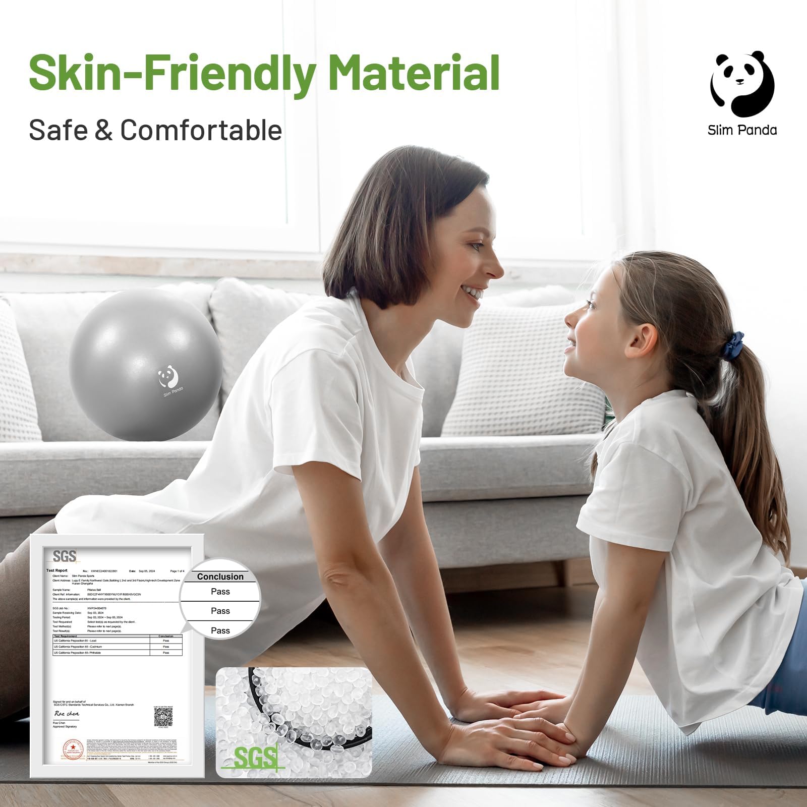 Slim Panda Palla Pilates Piccola,23-25cm Anti Scoppio Antiscivolo Palla Ginnastica con Cannuccia Gonfiabile,Soft PVC Palla daYoga per Fitness