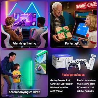 Wireless Retro Gaming Console Stick Built-in 20,000+ Games and 23 Emulators