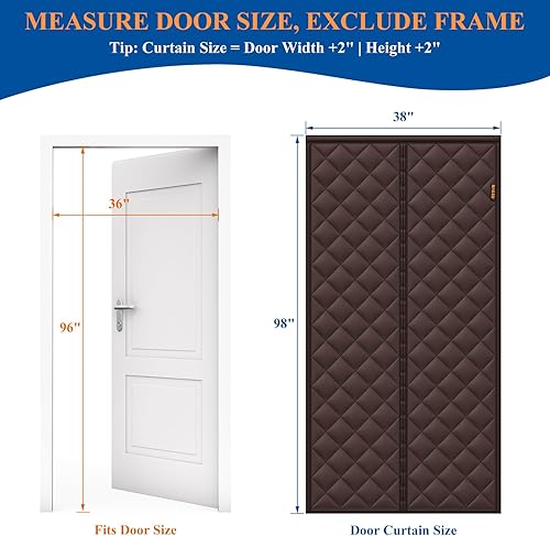 Miniatura 48 de MAGZO Cortina aislante para puerta corrediza de vidrio para invierno, 72 x 80 pulgadas, relleno Oxford mejorado con algodón grueso, kit de Gris