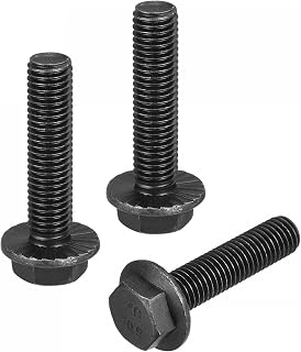 uxcell M12x50mm Hex Serrated Flange Bolts 10.9 Grade Carbon Steel Screws 3pcs