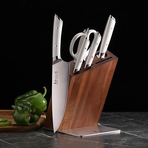 Miniatura 8 de Cangshan HELENA Serie de acero alemán forjado, juego de bloques de cuchillos HUA (6 piezas, blanco)